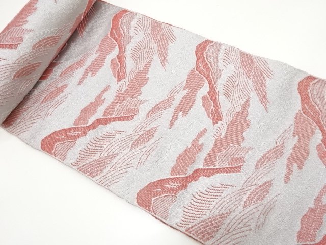 JAPANESE KIMONO / ANTIQUE ROUGH WAVE PATTERN WOVEN ROCKY MOUNTAIN NAGO
